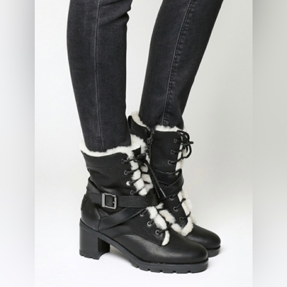UGG BRAND NEW INGRID SIZE 5.5 BLACK LEATHER GORGEOUS BOOTS - Picture 1 of 11
